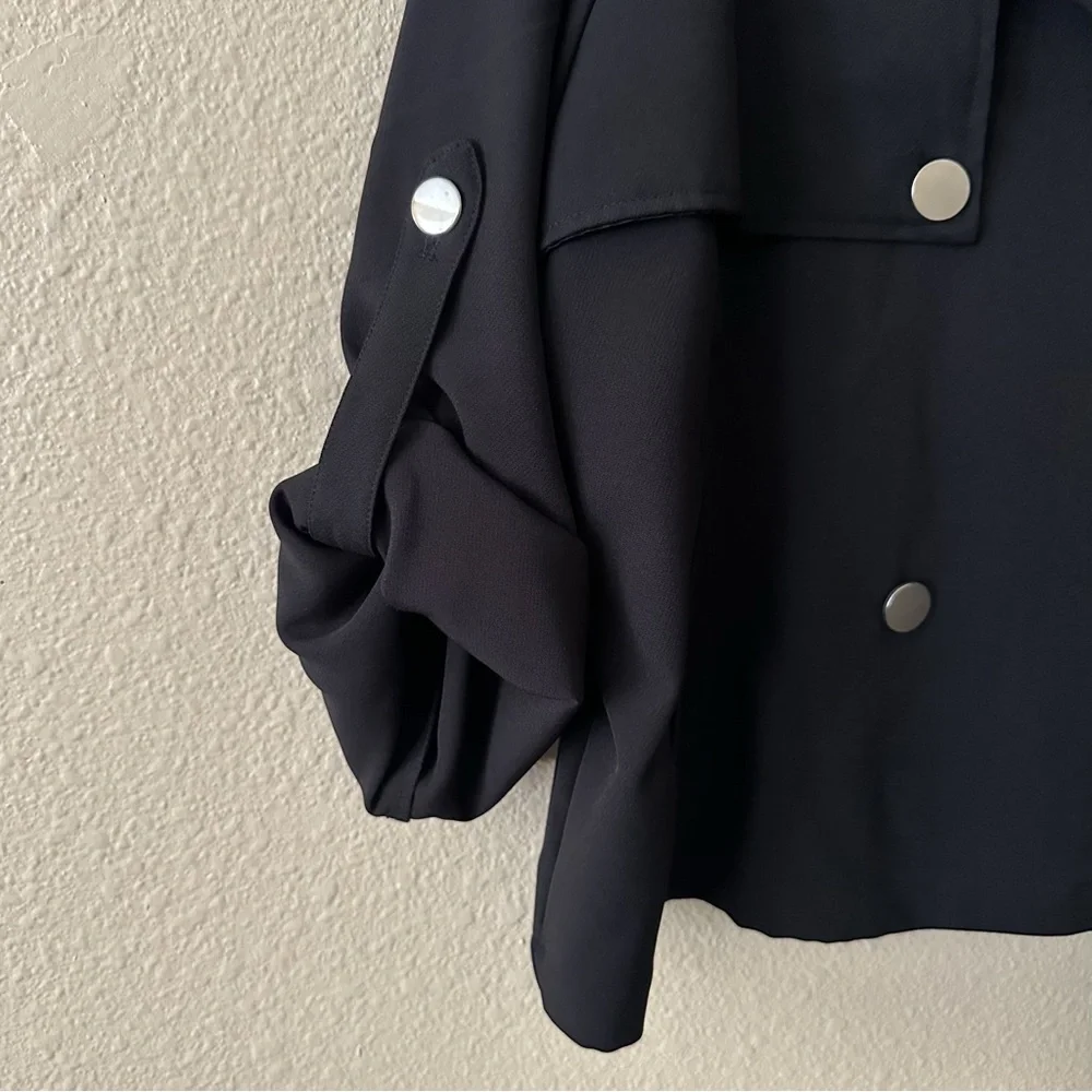 Like new! RACHEL Rachel Roy Cropped Black Trench Jacket - Picture 4 of 5